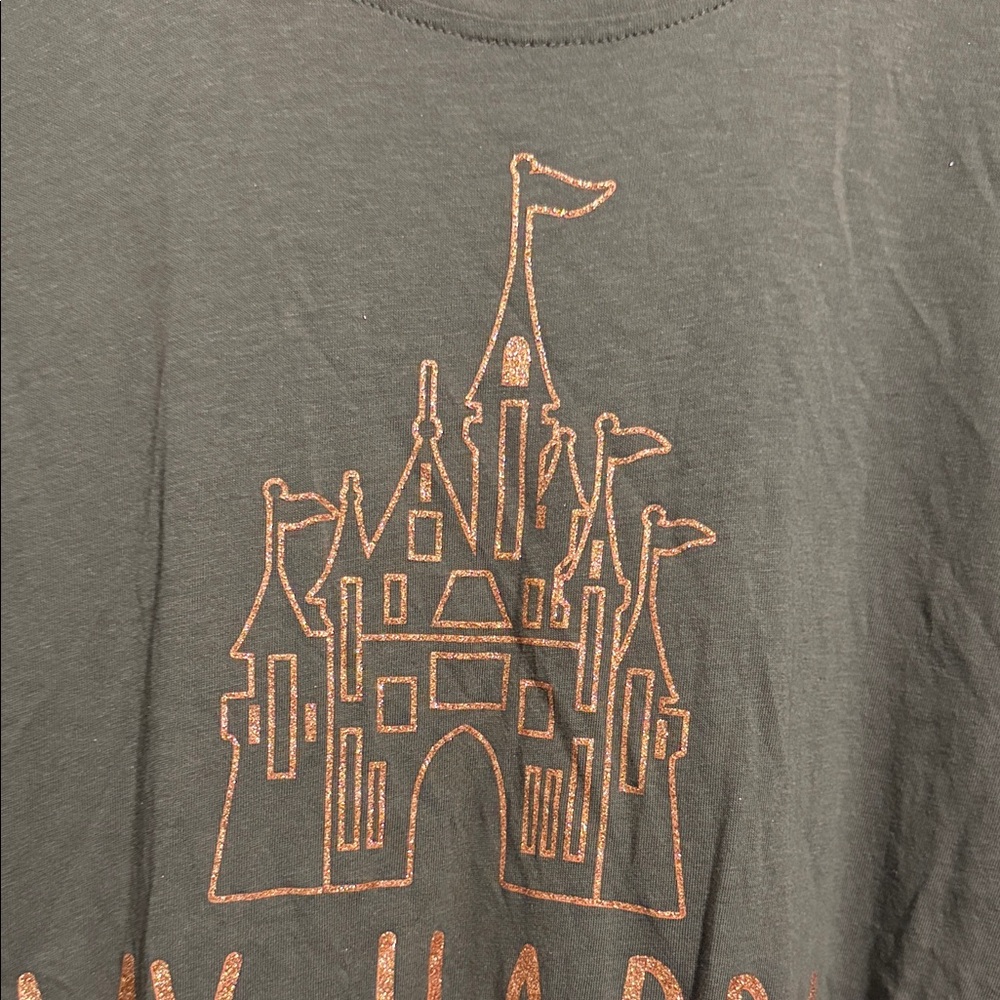 GreyT-Shirt with Rose Gold Castle Disney